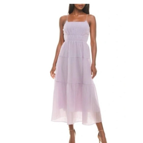 Socialite Dresses & Skirts - Socialite Square Neck Floaty Sleeveless Cami Midi Dress Smocked Waist Women’s L